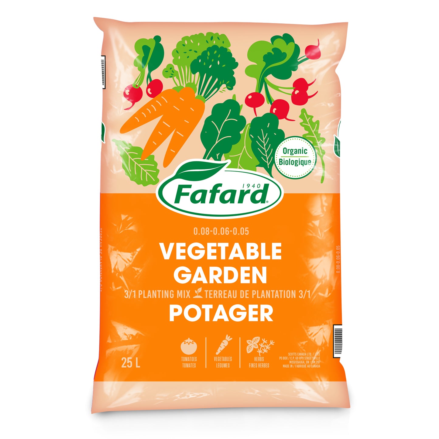 Fafard 3 in 1 Organic Vegetable Mix 25L