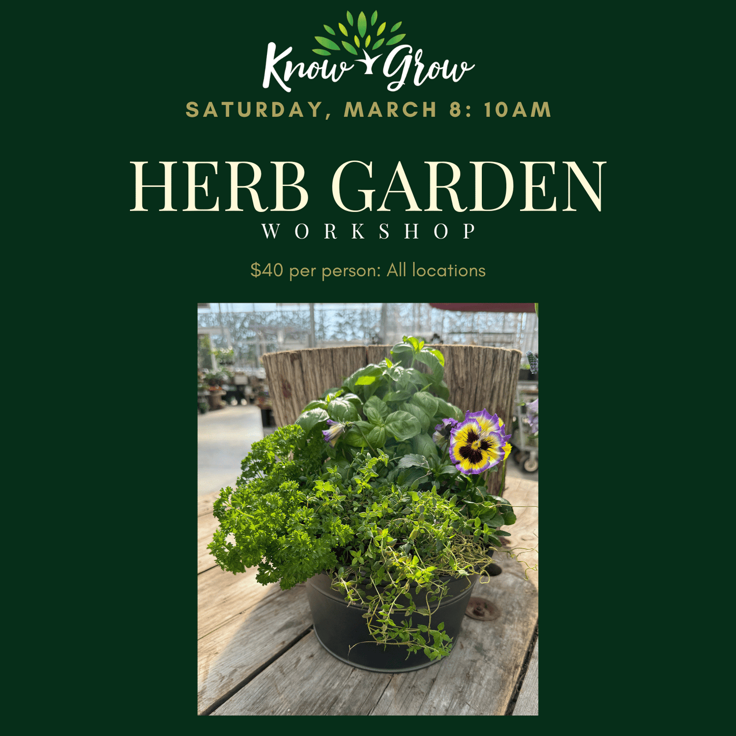 Know + Grow Herb Garden Workshop: March 8